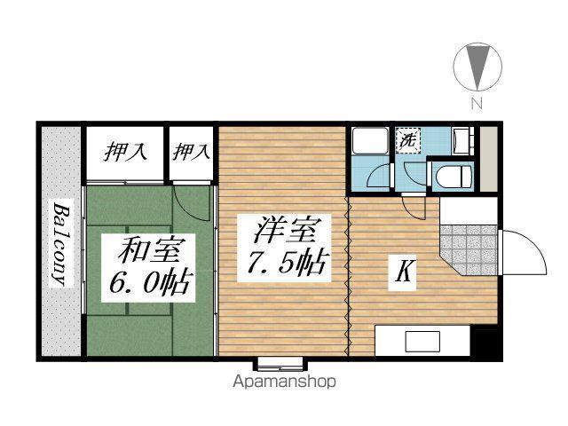 ルネッサンス TOEI 美萩野(1LDK/2階)の間取り写真