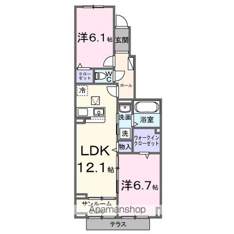 ロータス水巻1(2LDK/1階)の間取り写真