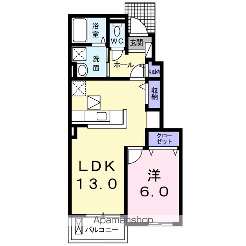 コンフォート・ビスタ1(1LDK/1階)の間取り写真