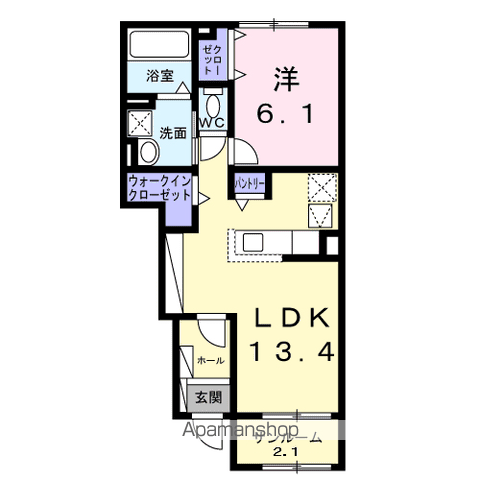 アドヴァンス立石(1LDK/1階)の間取り写真