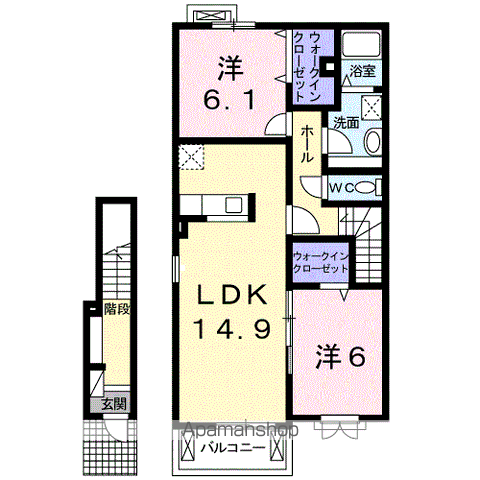 紀勢本線 海南駅 徒歩9分 2階建 築14年(2LDK/2階)の間取り写真