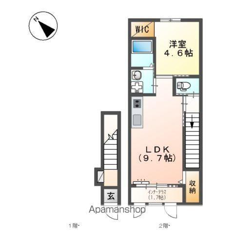 JIN1ST(1LDK/2階)の間取り写真