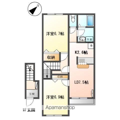 ヴェルクレスト(2LDK/2階)の間取り写真