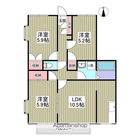 グランデュール瀬戸岡(3LDK/2階)の間取り写真