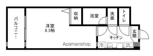 夢ランドワイズテラス笹口(1K/3階)の間取り写真