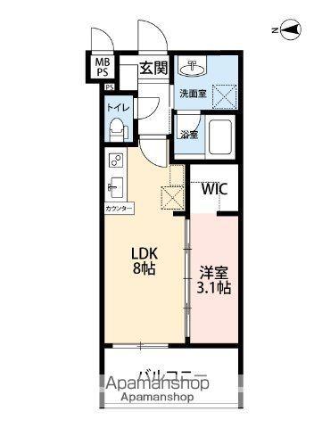 ラ シック長丘(1LDK/4階)の間取り写真