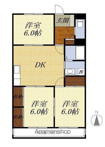 マンション槐(3DK/1階)の間取り写真