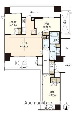 PREMIST上幟町(3LDK/13階)の間取り写真