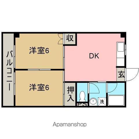 ハイツイーストサイド(2DK/2階)の間取り写真