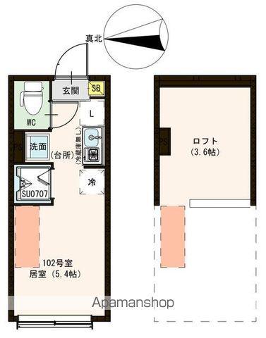 ハーモニーテラス中村南(ワンルーム/1階)の間取り写真