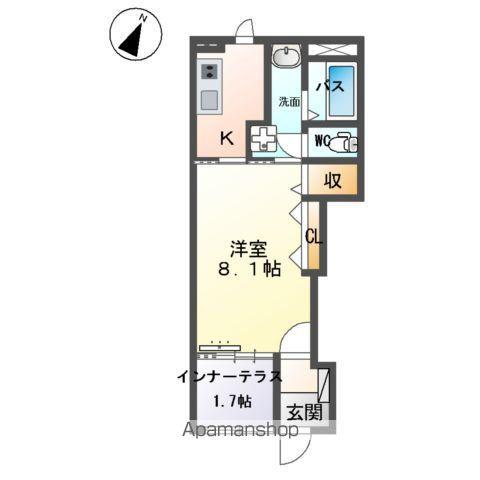 つくば市高見原 (1K/1階)の間取り写真