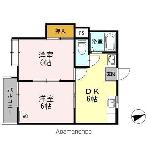 ファーストインプライムハウスⅠ(2DK/3階)の間取り写真
