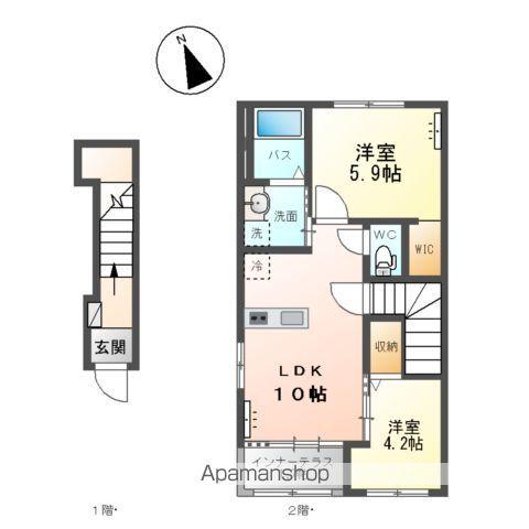 アルカンシエルⅠ(2LDK/2階)の間取り写真