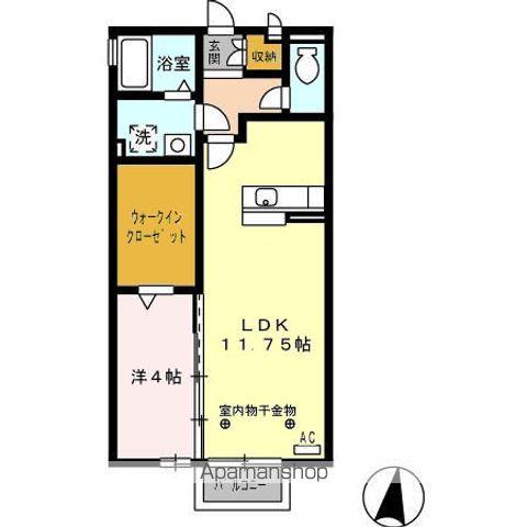 アムール(1LDK/2階)の間取り写真
