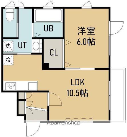 日吉町2丁目4番1棟2戸(1LDK/1階)の間取り写真