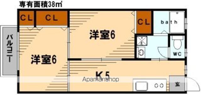 七島すがらくぼハイツ(2K/2階)の間取り写真