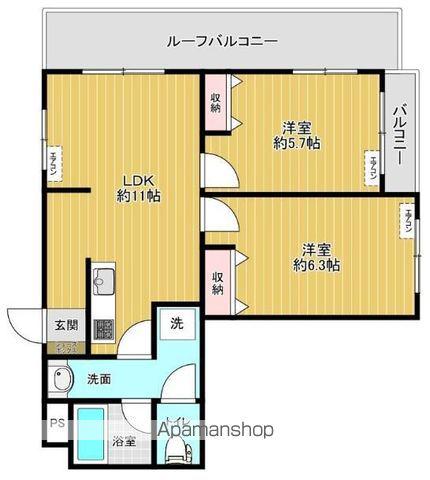 ハイツカメリア(2LDK/3階)の間取り写真