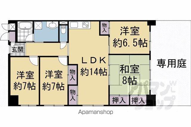 桂川ハイツ(4LDK/1階)の間取り写真