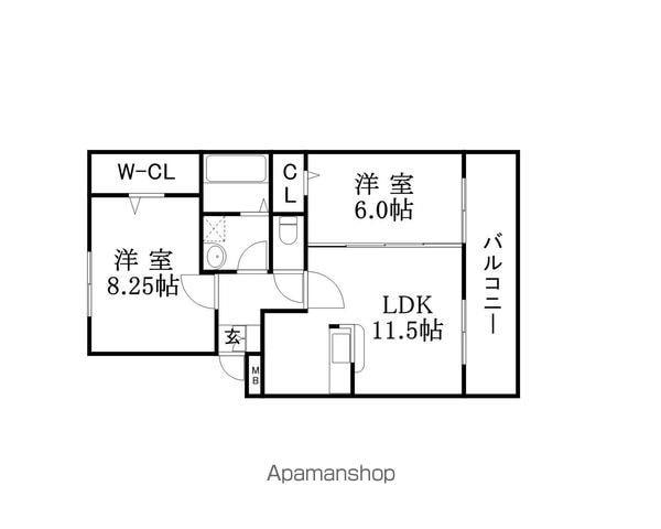 ヴァンサンカン(2LDK/1階)の間取り写真