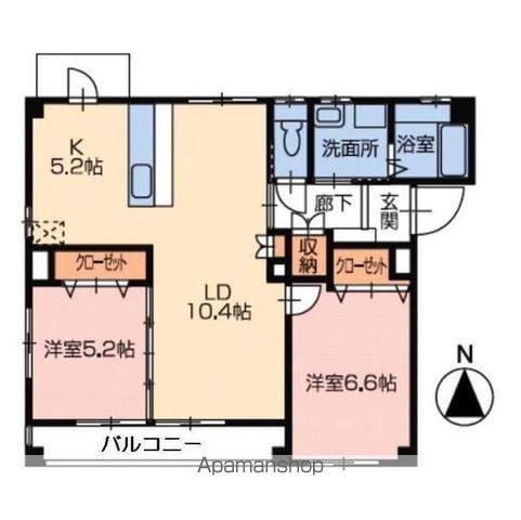 フォブールゆるぎ(2LDK/2階)の間取り写真