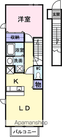 セレーノカーサⅡ(1LDK/2階)の間取り写真
