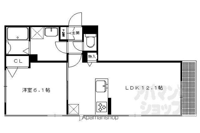 グリナージュ一乗寺(1LDK/3階)の間取り写真