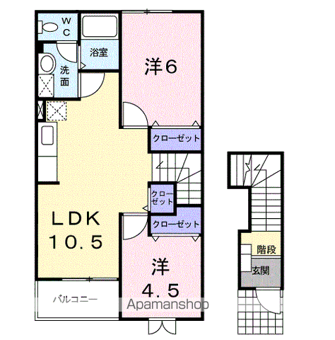 クレールレジェルテ(2LDK/2階)の間取り写真