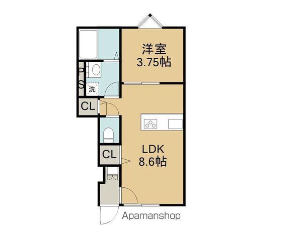 ELF妻鳥(1LDK/1階)の間取り写真