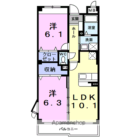 SUNSOLEIL21(2LDK/3階)の間取り写真