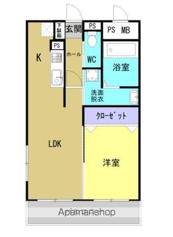 グランディールはませんI(1LDK/3階)の間取り写真