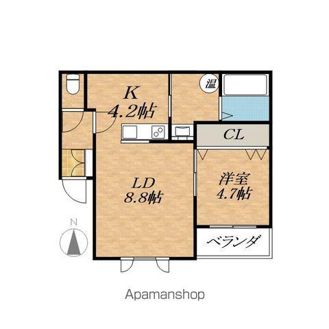 カラリア西1条通(1LDK/1階)の間取り写真