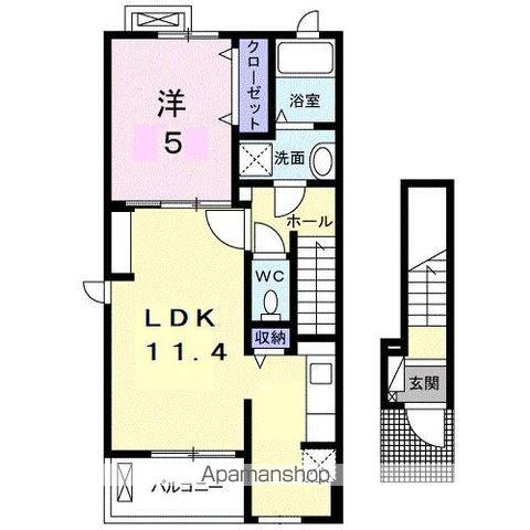 エスト・モンターニュⅡ(1LDK/2階)の間取り写真