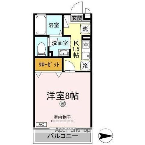 ベルシャトル B棟(1K/2階)の間取り写真