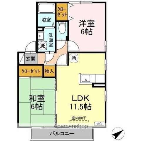 リビングタウン舞の里B(2LDK/2階)の間取り写真