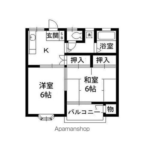 ノーブルハイツK(2K/2階)の間取り写真