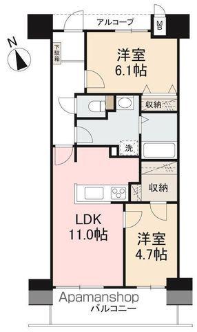 アルファライフ栗林駅北805(2LDK/8階)の間取り写真