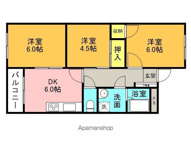 グリーンハイツ三野平(3DK/2階)の間取り写真