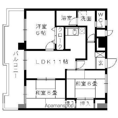 ネオハイツ薬院(2LDK/10階)の間取り写真