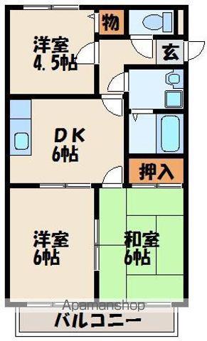ベルハウス自由が丘Ⅱ(3DK/1階)の間取り写真