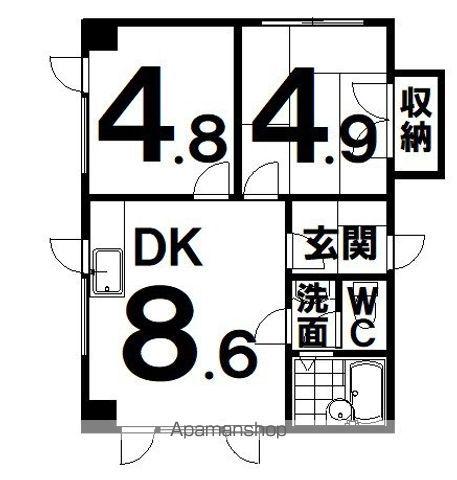 エクセレントハウス(2DK/3階)の間取り写真