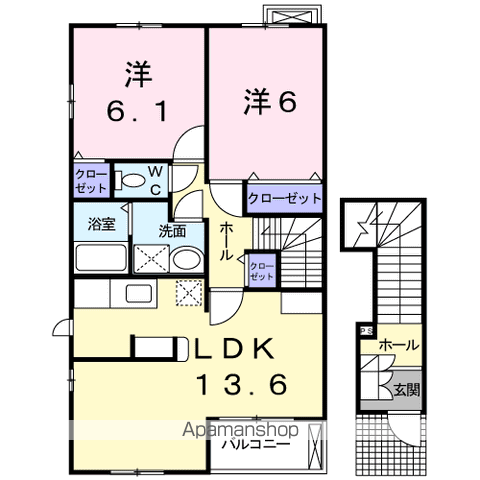 メゾンドレステⅠ(2LDK/2階)の間取り写真