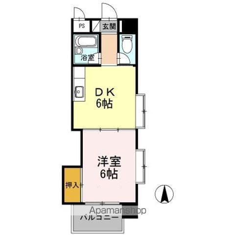 リバーサイド中津(1DK/3階)の間取り写真