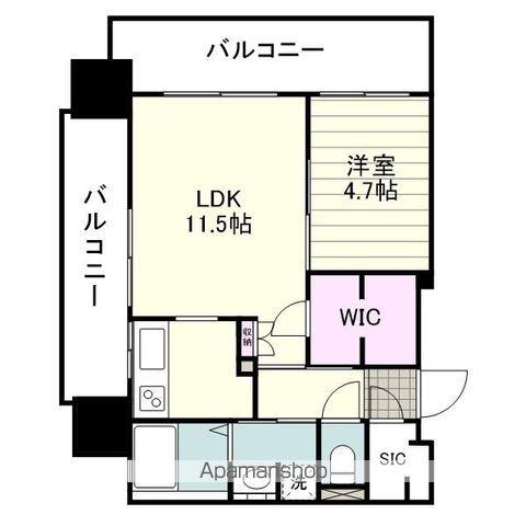 RJRプレシア郡元Ⅱ(1LDK/3階)の間取り写真