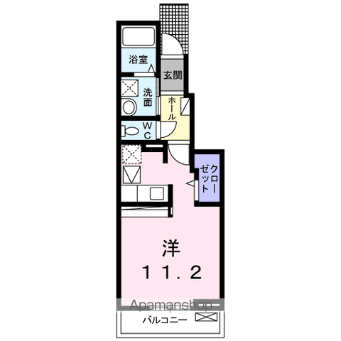 カーサセレッソKⅢ(ワンルーム/1階)の間取り写真