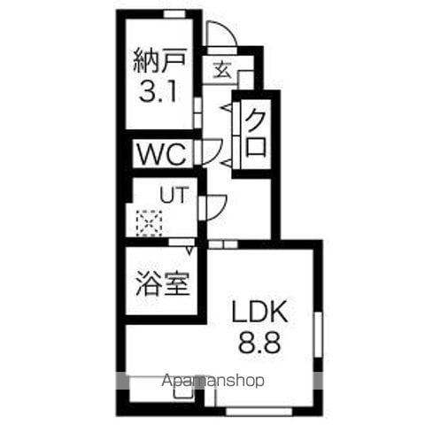 REPREN(ワンルーム/1階)の間取り写真