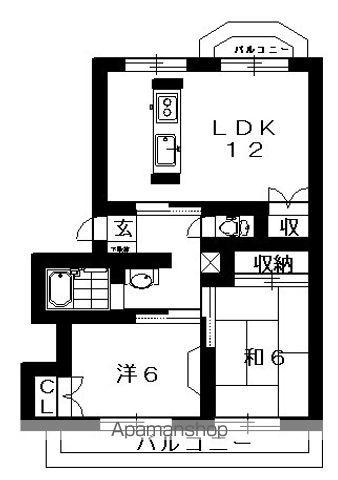 ガーデンヒルズ助任Ⅰ(2LDK/3階)の間取り写真