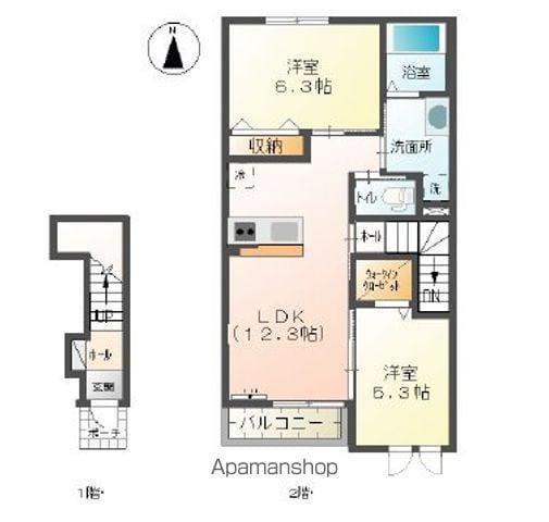 プティ・フルール(2LDK/2階)の間取り写真