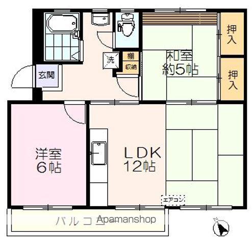 伊草団地16号棟(1LDK/2階)の間取り写真