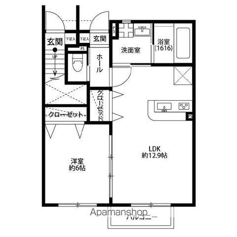 RIVER WOOD HISA(1LDK/2階)の間取り写真
