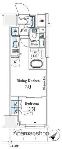 パークアクシス横浜伊勢佐木町通(1DK/7階)の間取り写真